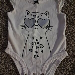 Girls White Cat Heart Sunglasses One-Piece Bodysuit